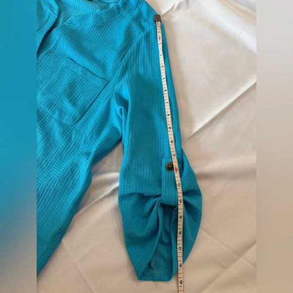 Floral & Ivy Women’s Turquoise Button-Up Blouse, Size M – Lightweight Casual Top - Picture 4 of 12